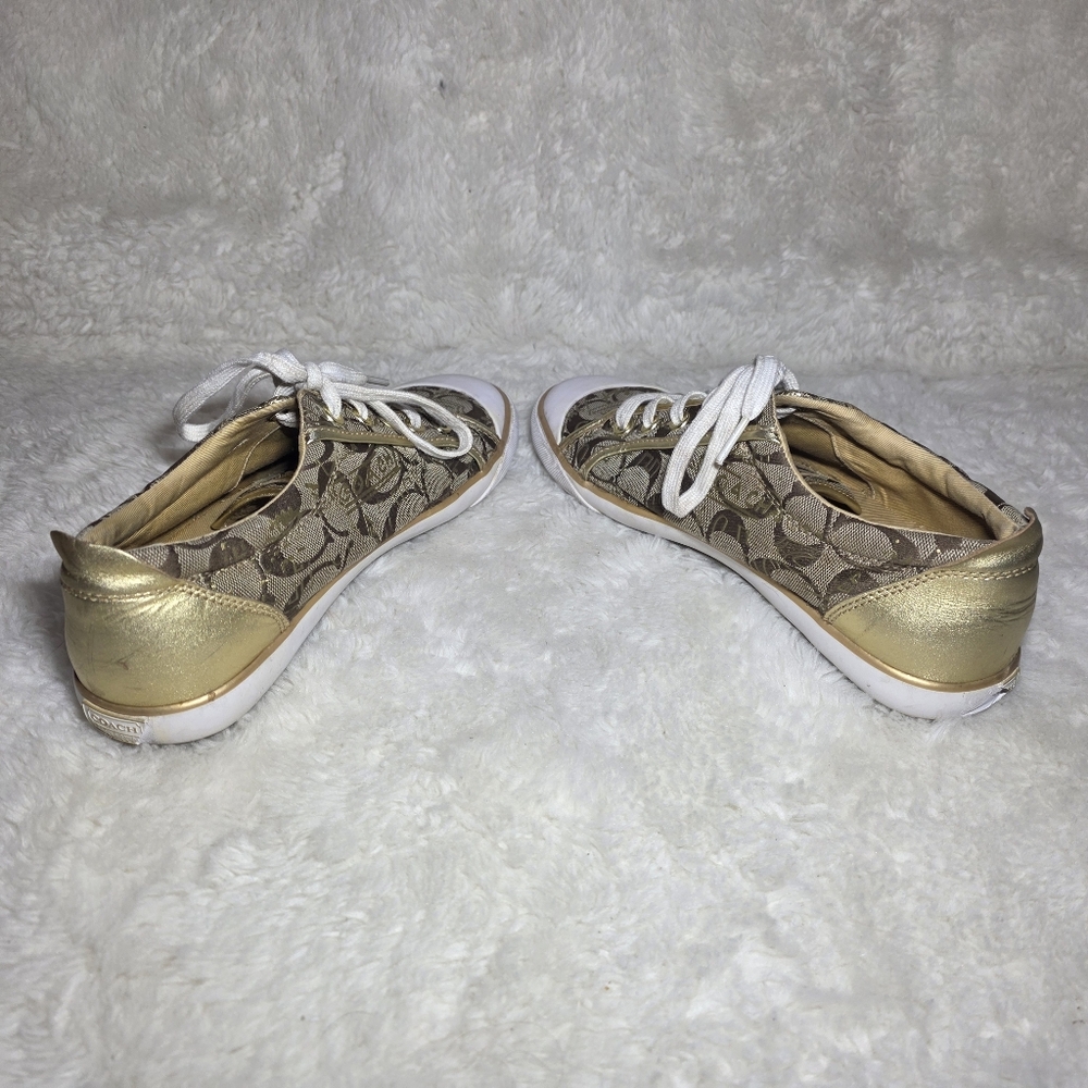 Coach Barrett Gold Signature Monogram Jacquard Sneakers 9.5B - Picture 8 of 16